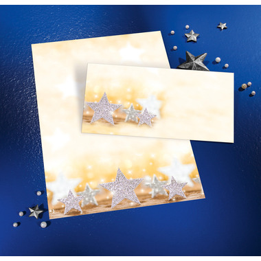 SIGEL Weihnachts-Couverts C6/5 DU035/W Glitter Stars 50 Stück