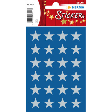 HERMA Sticker Sterne 15mm 3418 silber 72 Stück/3 Blatt