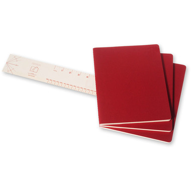 MOLESKINE Quaderno Cahier XL 25x19cm 931076 rigato, rosso 3 pezzi