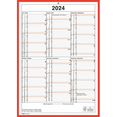 SIMPLEX Wandkalender 2024 4032040.24 A4,rot/weiss