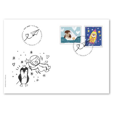 Animali messaggeri, Busta primo giorno Serie (2 francobolli, valore facciale CHF 1.85) su busta primo giorno (FDC) C6