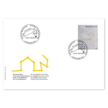 Enveloppe du jour d'émission «L’art dans l’architecture» Timbre isolé (1 timbre, valeur d'affranchissement CHF 1.10) sur enveloppe du jour d'émission (FDC) C6