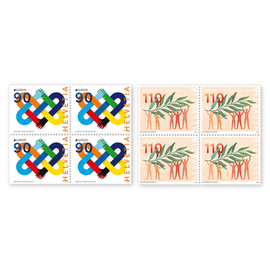 Set of blocks of four «EUROPA – Peace: the highest value of humanity» Set of blocks of four (8 stamps, postage value CHF 8.00), gummed, mint