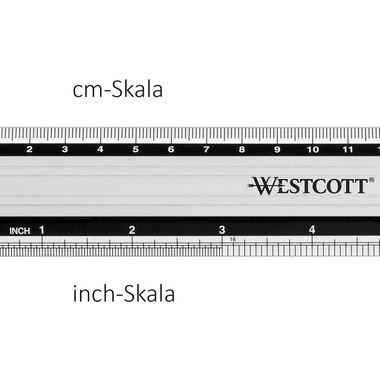 WESTCOTT Aluminium Lineal E-1019000 cm/inch Skala