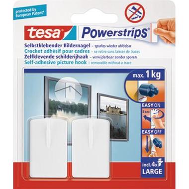 TESA Powerstrips Clou p. images 580310002 blanc, capacité 1kg 2 pièces