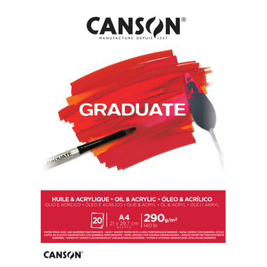 CANSON Graduate Öl und Acryl A4 400110380 20 Blatt, weiss, 290g