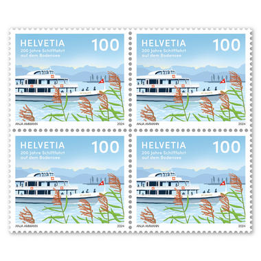 Quartina «200 anni di navigazione sul Lago di Costanza» Quartina (4 francobolli, valore facciale CHF 4.00), gommatura, senza annullo