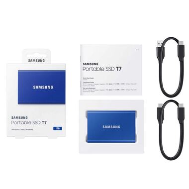 Samsung Portable SSD T7 Indigo Blue 1000GB Die Lieferung kann aufgrund der grossen Nachfrage zwischen 1 bis 4 Arbeitstage in Anspruch nehmen