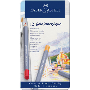 FABER-CASTELL Goldfaber crayon aquarelle 114612 boîte métal à 12 pcs.
