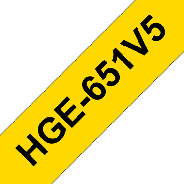 PTOUCH Ruban, High-Grade noir/jaune HG-E651 24mm/8m 5 pièces