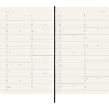 MOLESKINE Monats-Notizkalender 2024 56598856842 schwarz, 1M/2S, SC, L/A5
