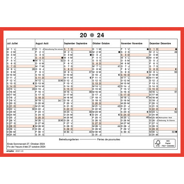 SIMPLEX Calendrier 2024 4032140.24 A5,rouge/blanc