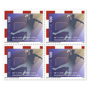 Briefmarken CHF 1.00 «75 Jahre IHF Internationale Handballförderation», Viererblock Viererblock (4 Marken, Taxwert CHF 4.00), gummiert, ungestempelt