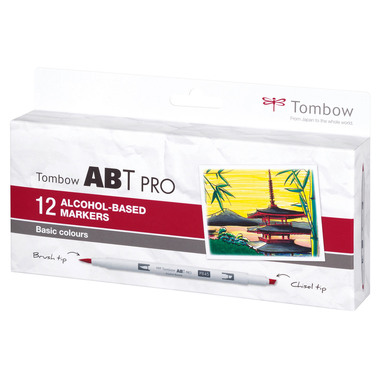 TOMBOW Dual Brush Pen ABT PRO ABTP-12P-1 Basic Colours 12 Stück