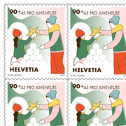 Briefmarken CHF 0.90+0.45 «Familienmomente», Bogen mit 10 Marken Bogen «Pro Juventute - Verbunden bleiben», selbstklebend, ungestempelt