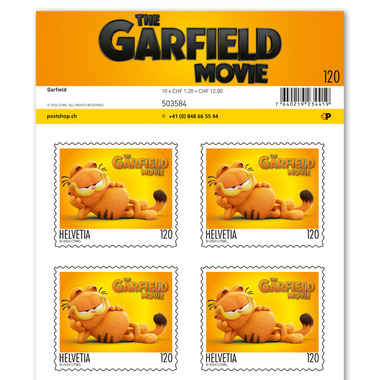Briefmarken CHF 1.20 «Garfield», Bogen mit 10 Marken Bogen «Garfield», selbstklebend, ungestempelt