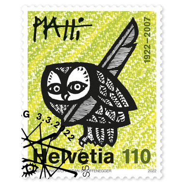 Briefmarke «100 Jahre Celestino Piatti» Einzelmarke à CHF 1.10, gummiert, gestempelt
