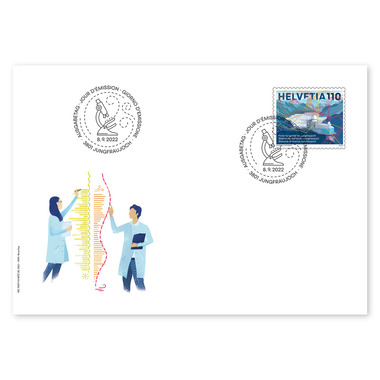 Enveloppe du jour d'émission «Station de recherche Jungfraujoch» Timbre isolé (1 timbre, valeur d'affranchissement CHF 1.10) sur enveloppe du jour d'émission (FDC) C6
