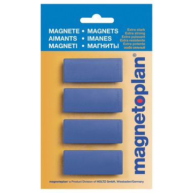 MAGNETOPLAN Support. magnét. réctangle 16651414 bleu 4 pcs.