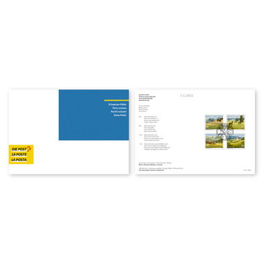 Folder / Foglio da collezione «Swiss Parks» Set (4 stamps, postage value CHF 4.00) in folder/collection sheet, cancelled