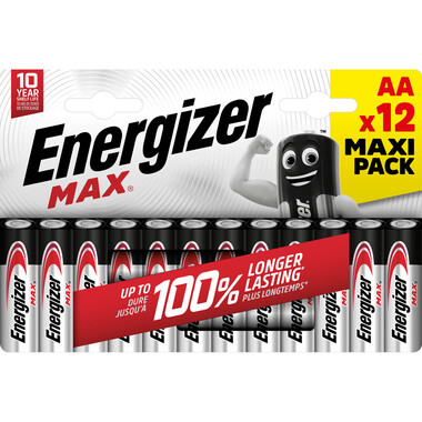 Batteria Energizer Max Mignon (AA), 12 pz Confezione da 12 batterie AA alcaline Energizer MAX