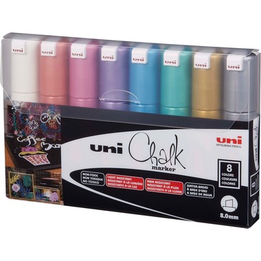 UNI-BALL Chalk Marker 8mm PWE-8K METALLIC 8C 8 pcs. ass.