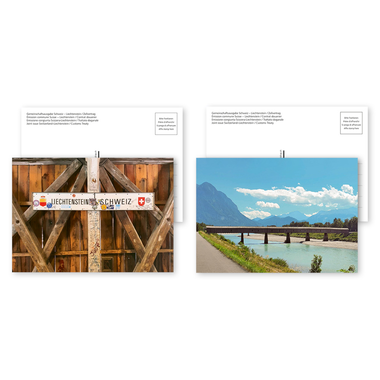 Cartes illustrées «Émission commune Suisse - Liechtenstein / Contrat douanier» Set de 2 cartes illustrées A6 «Amitié» et «Relation»