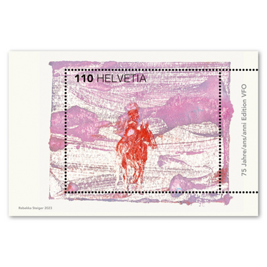 Briefmarke CHF 1.10 «75 Jahre Edition VFO», Sonderblock Sonderblock «75 Jahre Edition VFO», gummiert, ungestempelt