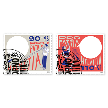 Stamps Series «Pro Patria – Culture of dialogue» Set (2 stamps, postage value CHF 2.00+1.00), self-adhesive, cancelled
