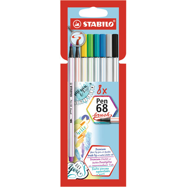 STABILO Fasermaler Pen 68 Brush 568/24-21 ass. 8 Stück