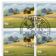 Briefmarken CHF 0.90 «Naturpark Beverin», Bogen mit 10 Marken Bogen «Schweizer Pärke» à CHF 0.90, selbstklebend, gestempelt