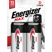 Energizer Battery Max Mono (D), 2 pcs 2-pack of Energizer Max D batteries, Alkaline