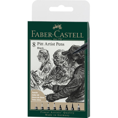 FABER-CASTELL Artist Pen Ink Pen 167158 nero 8 pcs.