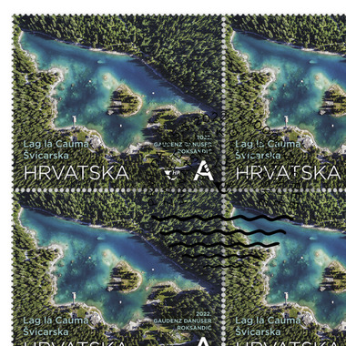 Briefmarken A, HRK 3.30 «Caumasee», Bogen mit 9 Marken Bogen Kroatien «Gemeinschaftsausgabe Schweiz – Kroatien», gummiert, gestempelt