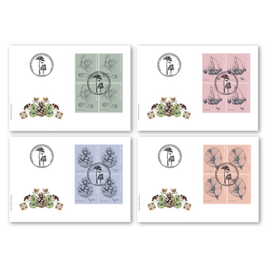 Busta primo giorno «Frutti da albero» Serie di quartine (4 francobolli, valore facciale CHF 24.40) su 4 buste primo giorno (FDC) C6