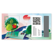 Krypto-Briefmarke CHF 9.00 «Klaudia Reynicke» Sonderblock «Swiss Crypto Stamp 2.0», selbstklebend, ungestempelt