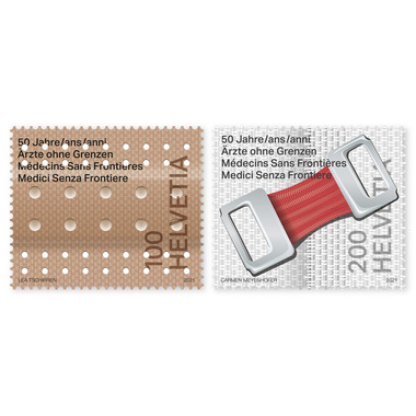 Stamps Series «50 years Doctors Without Borders» Set (2 stamps, postage value CHF 3.00), gummed, mint