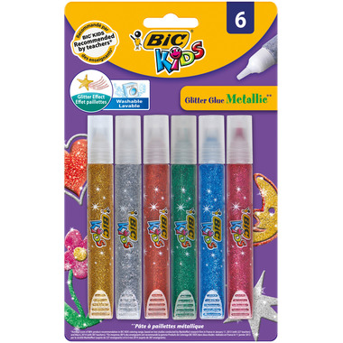 BIC Glitter Glue Metallic 893269 6 Farben