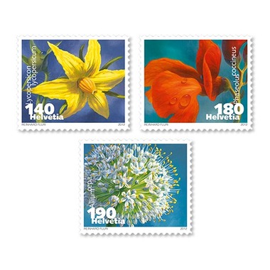 Verdura in fiore, Serie Verdura in fiore, 3 francobolli, Serie senza annullo