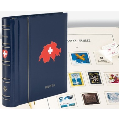 SF-Vordruckalbum PERFECT DP, Schweiz 2000-2019, blau Drehstabbinder inkl. Schutzkassette, 320 x 325 x 70 mm