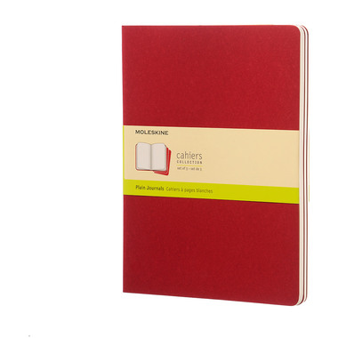 MOLESKINE Quaderno Cahier XL 25x19cm 931090 in bianco, rosso 3 pezzi