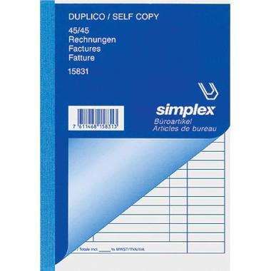 SIMPLEX Rechnungen D / F / I A5 15831 weiss / gelb 45x2 Blatt