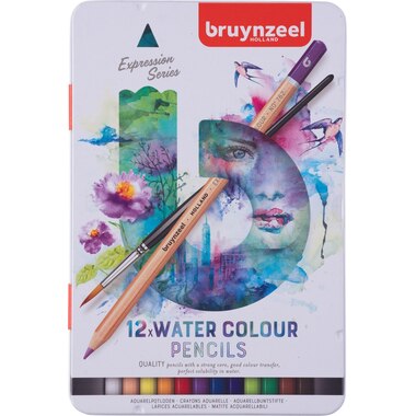 BRUYNZEEL Crayon d'aquarelle Expression 60313012 12 couleurs étui en métal