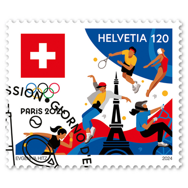 Stamp «Olympic Summer Games Paris 2024» Single stamp of CHF 1.20, self-adhesive, cancelled