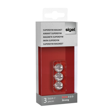 SIGEL Superdym-Magnete 12,7mm GL702 stark silber, 3 Stück