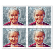 Block of four «Gertrud Kurz 1890–1972» Block of four (4 stamps, postage value CHF 4.40), gummed, mint