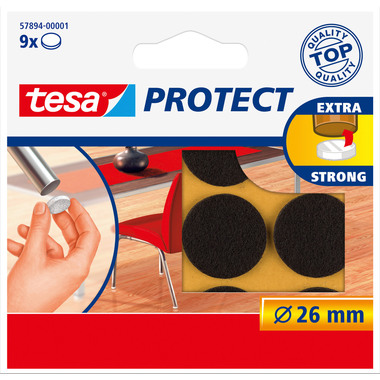 TESA Filzgleiter Protect 26mm 578940000 braun, rund 9 Stück