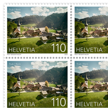 Timbres CHF 1.10 «Trub, Bern», Feuille de 16 timbres Feuille «Émission commune Suisse – République de Corée», gommé, non oblitéré