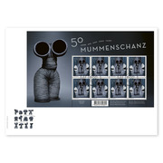 First-day cover «50 years MUMMENSCHANZ» Miniature sheet (8 stamps, postage value CHF 8.80) on first-day cover (FDC) C5