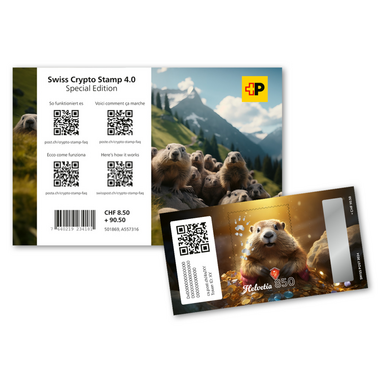 Crypto Stamp CHF 8.50+90.50 «Bois» Bloc spécial «Swiss Crypto Stamp 4.0», autocollant, non oblitéré